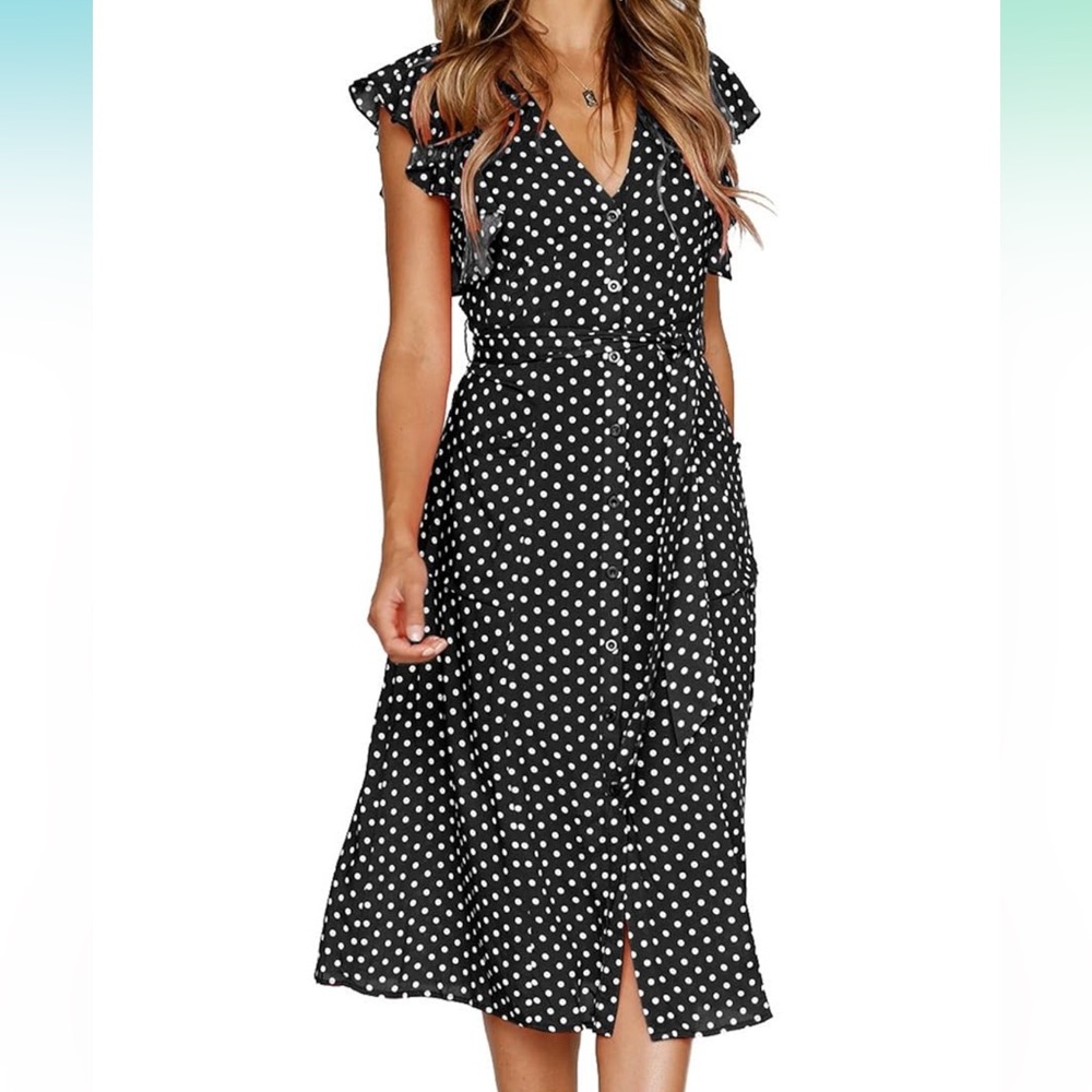 Black Polka Dot Swing Dress NWT